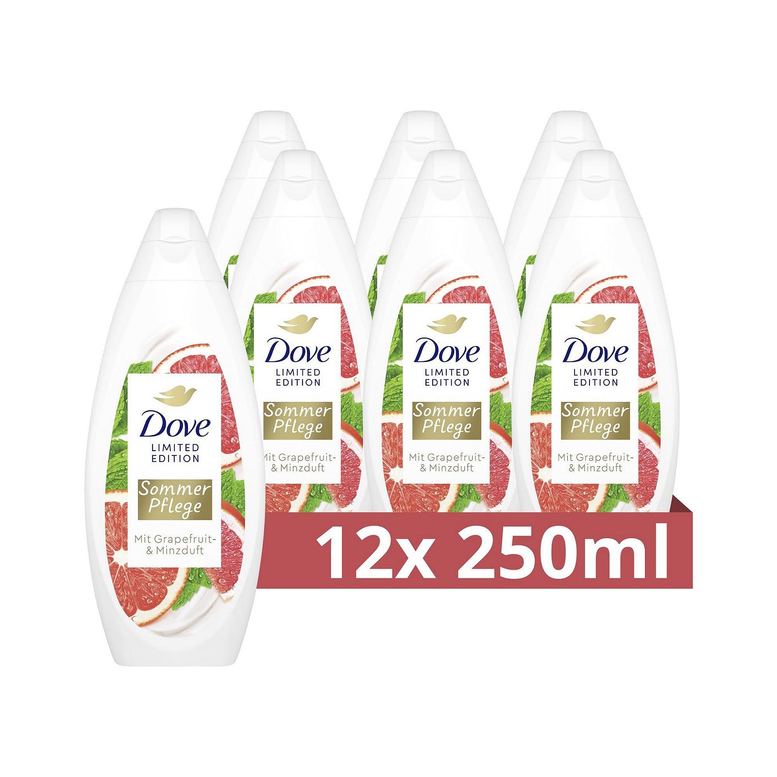 Гель для душу Dove Limited Edition Revitalisierende Sommerpflege Грейпфрут та м'ята 12 x 250 мл, фото №1
