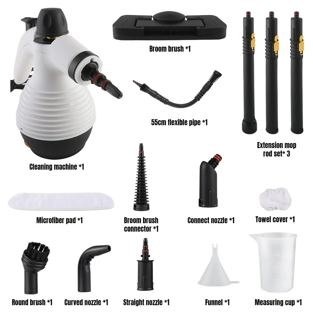 Пароочисник ручний 2-в-1 1000 Вт 15 аксесуарів білий, фото №6 Пароочисник ручний 2-в-1 1000 Вт 15 аксесуарів білий, фото №6