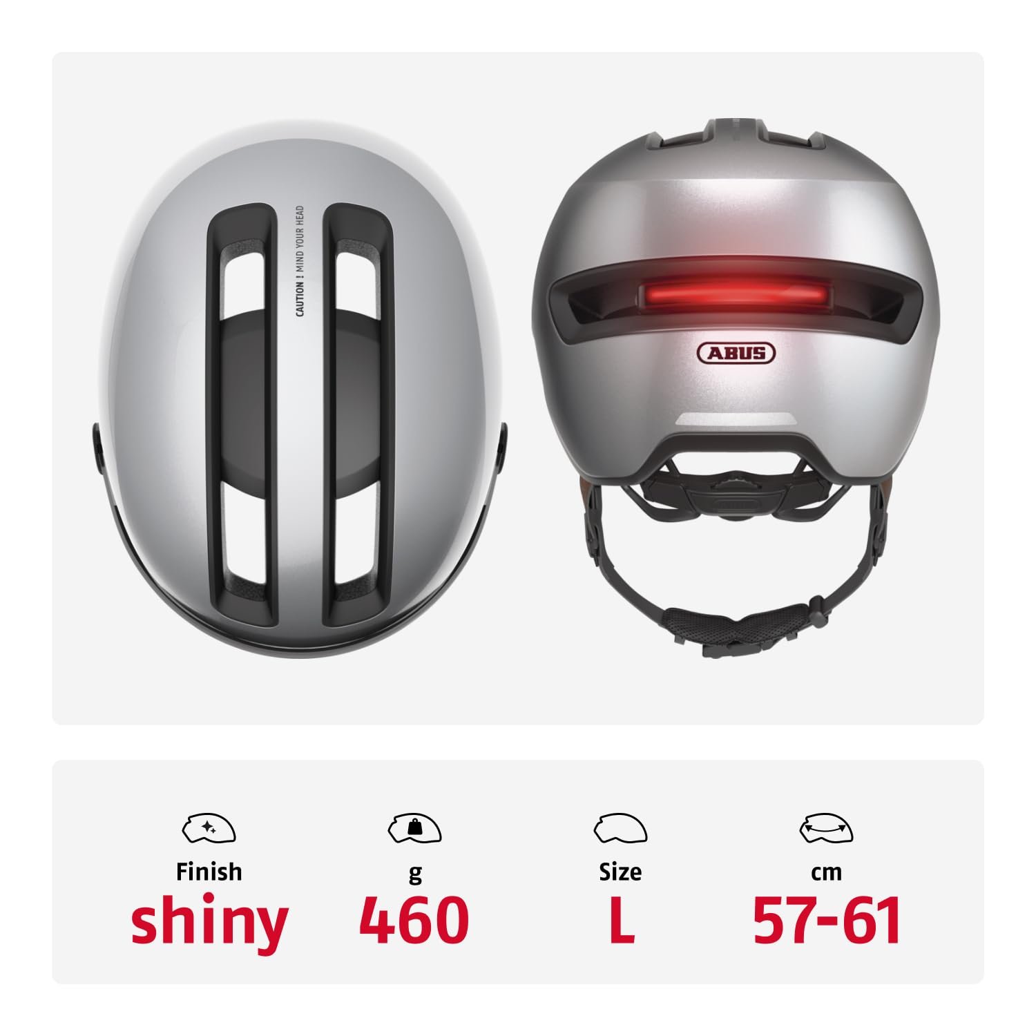 Шлем ABUS City HUD-Y ACE с козырьком и магнитной перезаряжаемой светодиодной задней подсветкой, фото №3