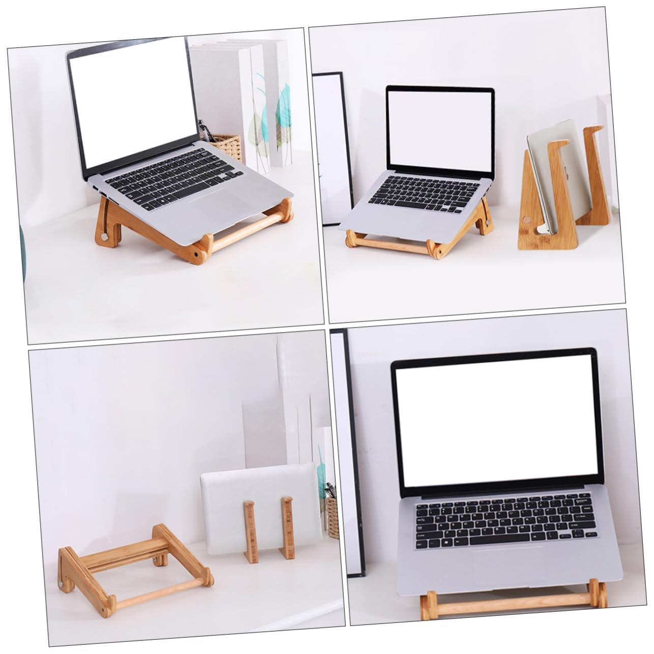 Підставка для ноутбука складана NUOBESTY Дерев'яна, регульована по висоті, ергономічна, стабільна та багатофункціональна як книжкова полиця, фото №9 Підставка для ноутбука складана NUOBESTY Дерев'яна, регульована по висоті, ергономічна, стабільна та багатофункціональна як книжкова полиця, фото №9