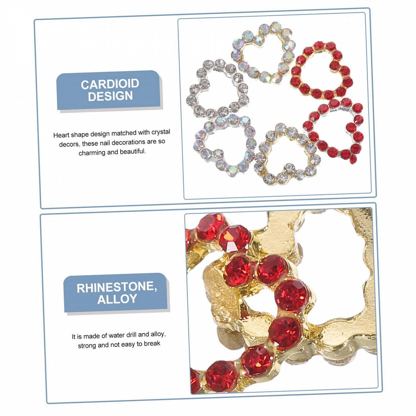 Аксессуары для ногтей Mikinona, 30 шт, стразы, подвески, праздничные украшения ко Дню Святого Валентина, ювелирные изделия для ногтей, подвеска-сердце, фото №3