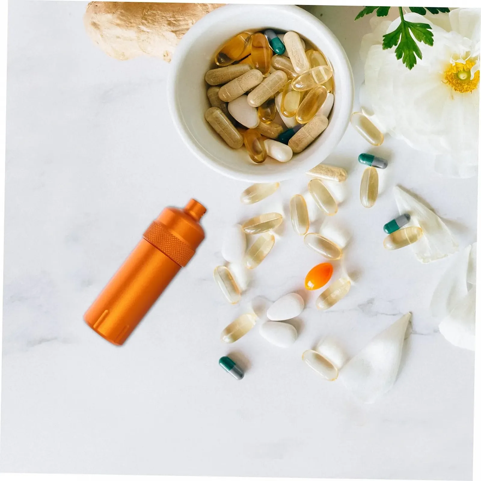 Контейнер для медикаментів водонепроникний тримач таблеток таблетниця футляр для ліків дорожній контейнер для таблеток помаранчевий алюмінієвий сплав, фото №7