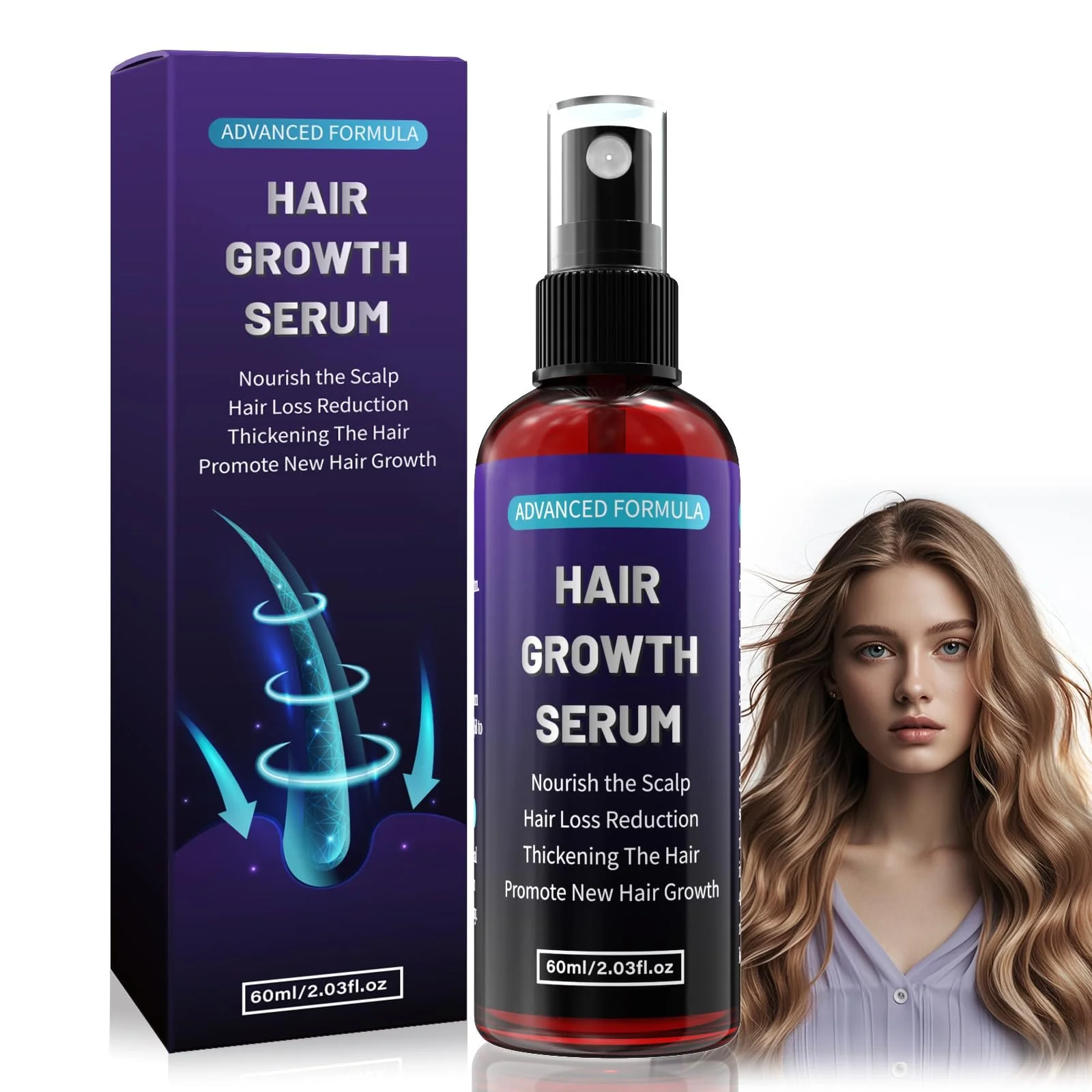 Сироватка-спрей для росту волосся з 5% активним інгредієнтом для чоловіків/жінок, фото №1