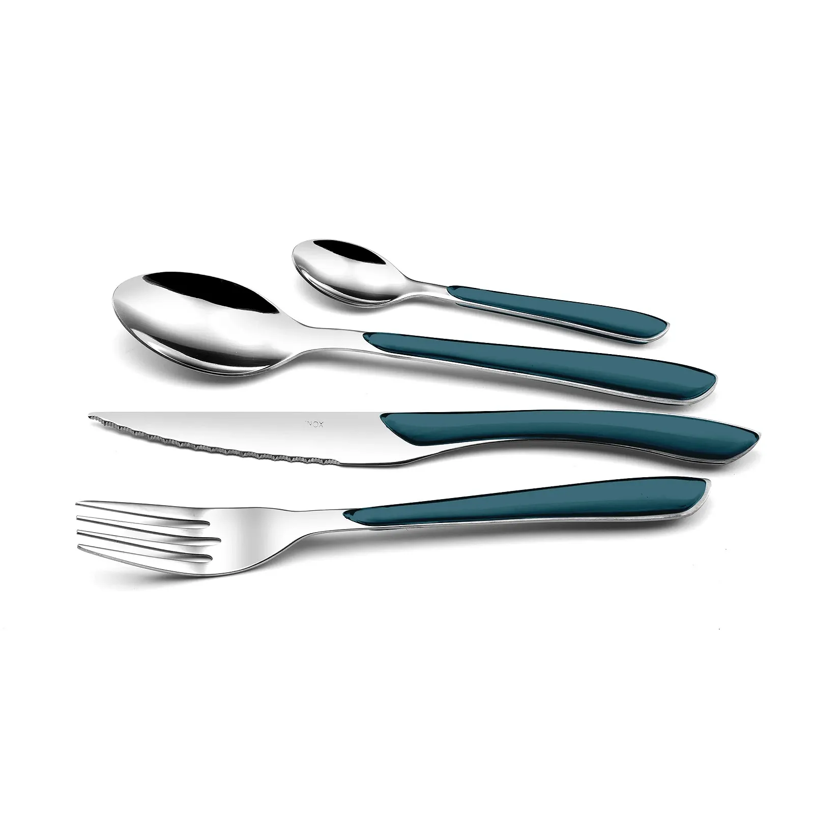 Набір столових приборів Amefa Eclat на 6 персон, 24 предмети, качиний синій, фото №2 Набір столових приборів Amefa Eclat на 6 персон, 24 предмети, качиний синій, фото №2