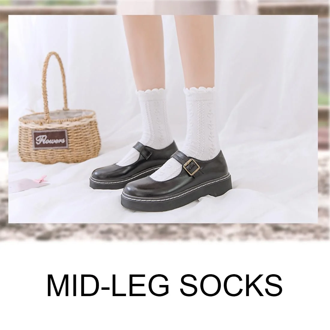 Шкарпетки з рюшами White - Бавовняні мереживні шкарпетки з ажурним візерунком, фото №5