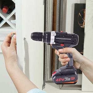 Электрический беспроводной шуруповерт 48VF 21V 220V 1350об/мин набор с 2 батареями светодиодная лампа 2-скорости для домашних проектов synthetic.ua - Фото 1