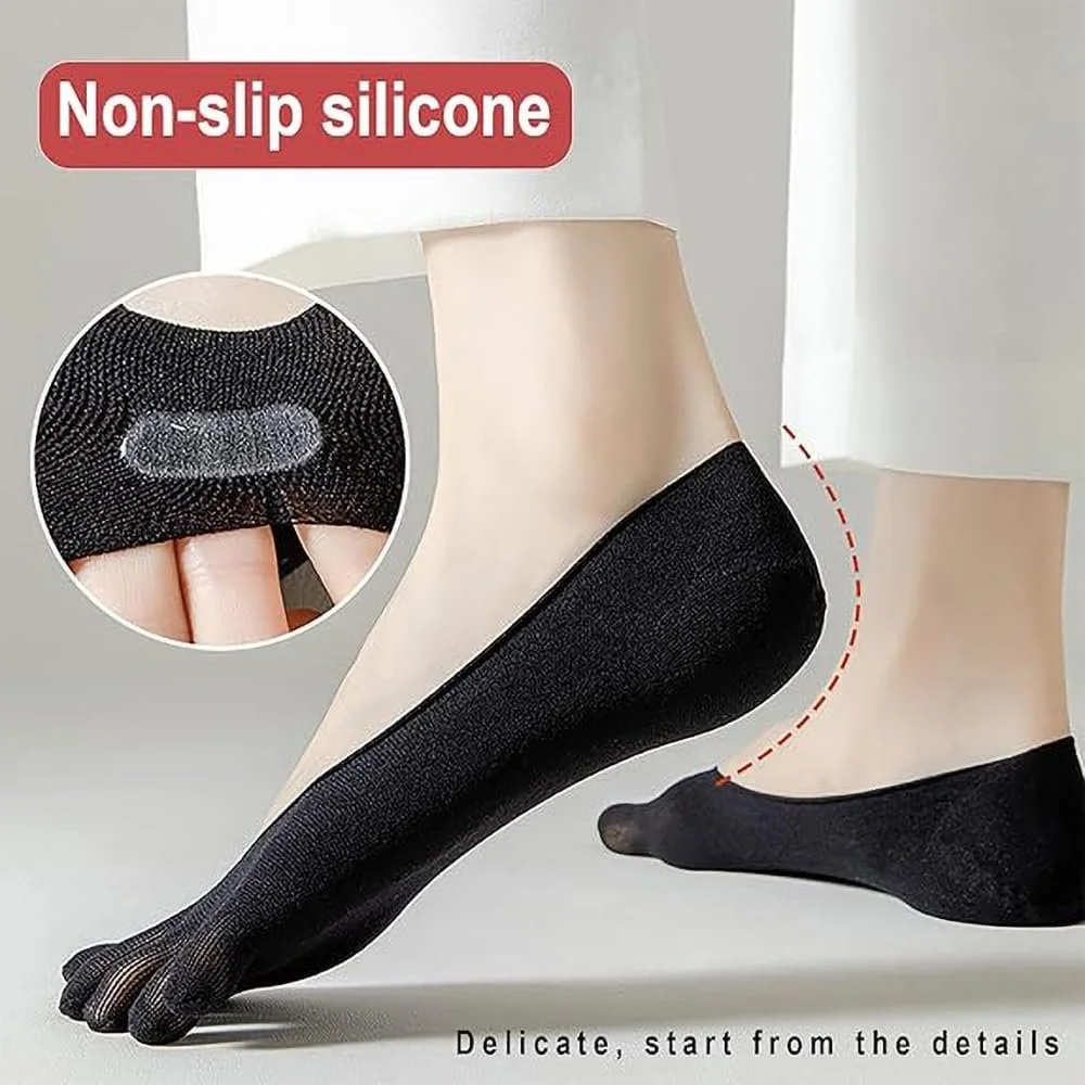 Шкарпетки для пальців ніг Жіночі, 5 пар, Короткі шкарпетки для пальців ніг, Ice Silk 37-41, фото №3