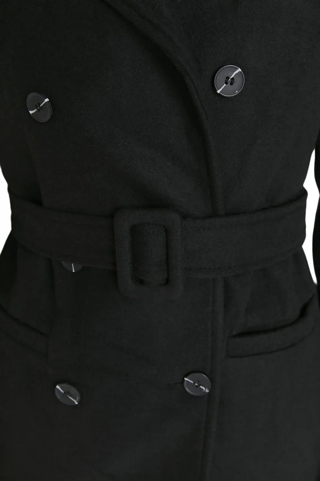 Пальто TRENDYOL С запахом Классический Однотонный Тканевый, фото №3 Пальто TRENDYOL С запахом Классический Однотонный Тканевый, фото №3