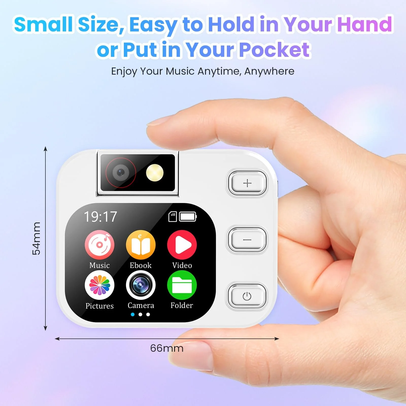 MP3 плеєр HERBYD з Bluetooth 5.4, з камерою, 2.01-дюймовим повним РК-сенсорним екраном, HiFi звуком, диктофоном, динаміком, електронною книгою, картою пам'яті на 128 ГБ, гарнітурою, фото №5