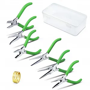 Мини плоскогубцы SPEEDWOX Набор инструментов, 6 штук Диагональные плоскогубцы, Длинногубцы, Тонкогубцы, Плоскогубцы, Круглогубцы, Микро плоскогубцы 11,43 см для изготовления ювелирных изделий и рукоделия - Фото 1