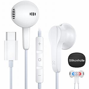 Наушники USB C для iPhone 15 Pro Max [MFi Сертифицированные] Внутриканальные с кабелем USB C с микрофоном/контролем громкости/HiFi стерео для iPad Pro/Samsung Galaxy S24 - Фото 1