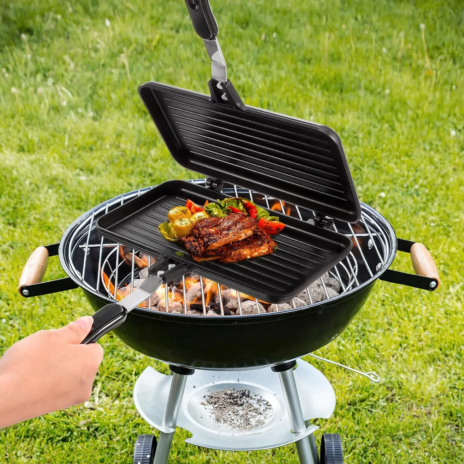 Двухсторонняя Сэндвичница MAGICLULU, алюминиевая с антипригарным покрытием и ручкой, для дома и кухни., фото №5