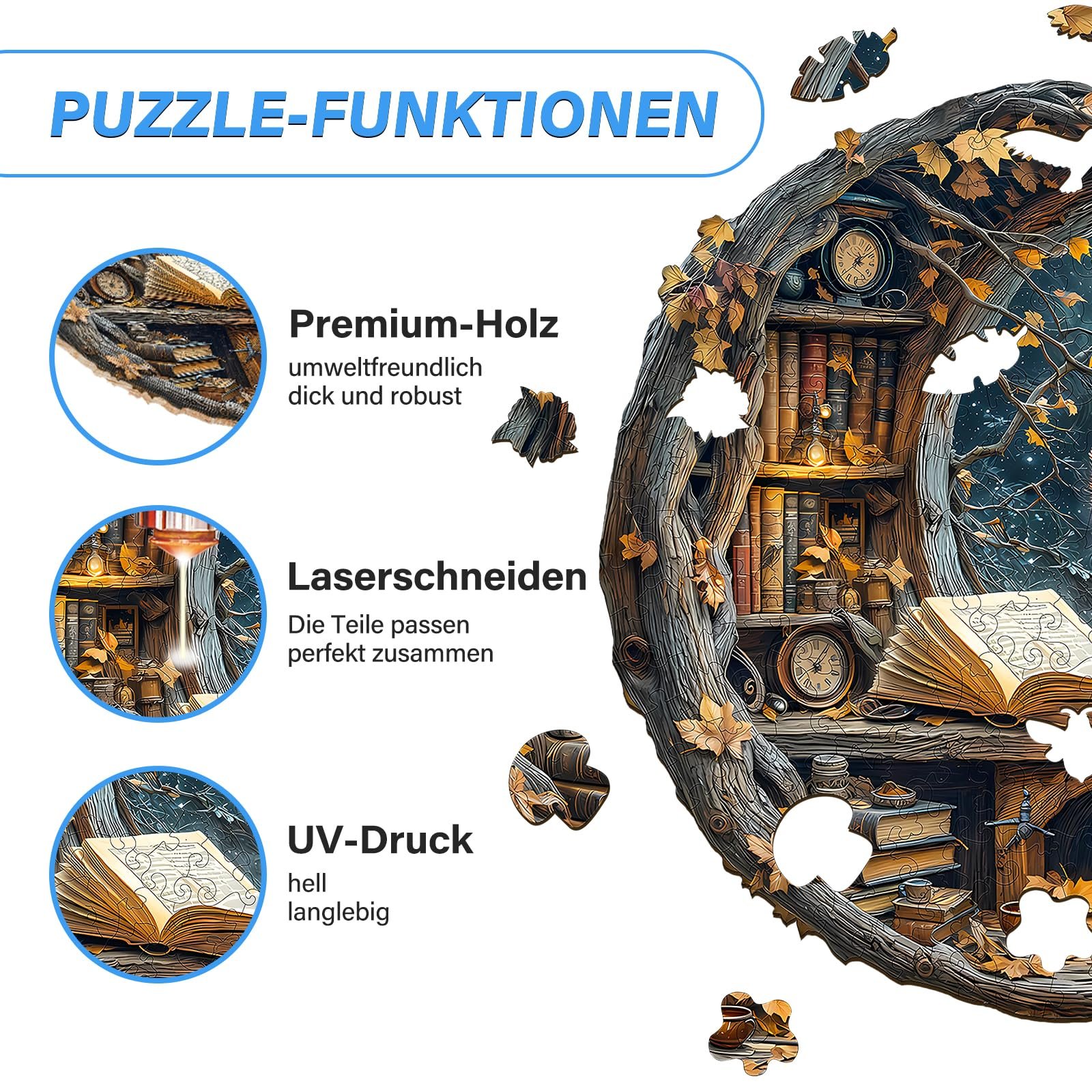 Пазл WOODBESTS Moonlight Owl 270 элементов деревянный уникальной формы 34 x 34 см, фото №2