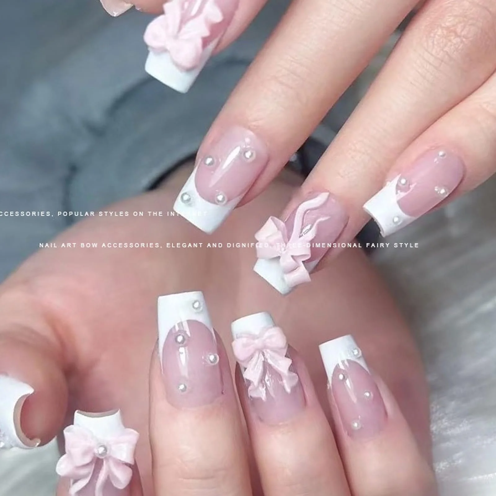 Украшения для ногтей Бантики Разные Цвета, 50 шт, фото №2