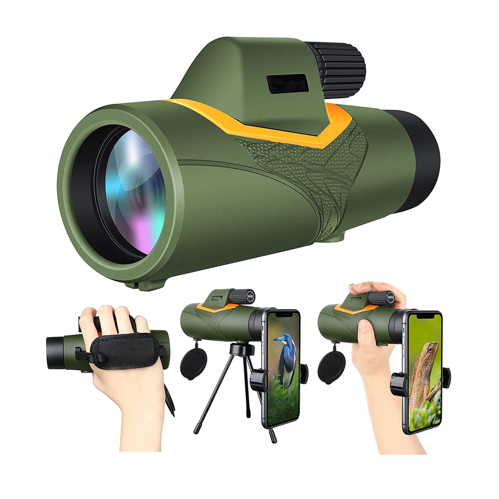 Монокуляр 12X42 с адаптером для смартфона и штативом, высокопроизводительный, телескоп для наблюдения за птицами, охота, походы, концерты, фото №1
