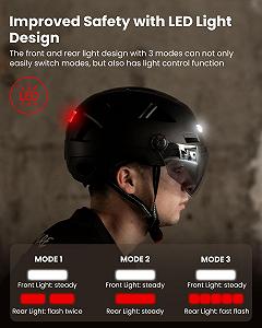 Шолом ILM Smart велосипедний з козирком, попереджувальним гальмом, LED-підсвічуванням, датчиком освітленості, функцією нахилу голови, миготливим тригером synthetic.ua - Фото 1