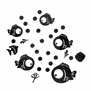 Наклейки на стіну акрилові дзеркальні Рибки та бульбашки 30 шт. самоклейні - Фото 1