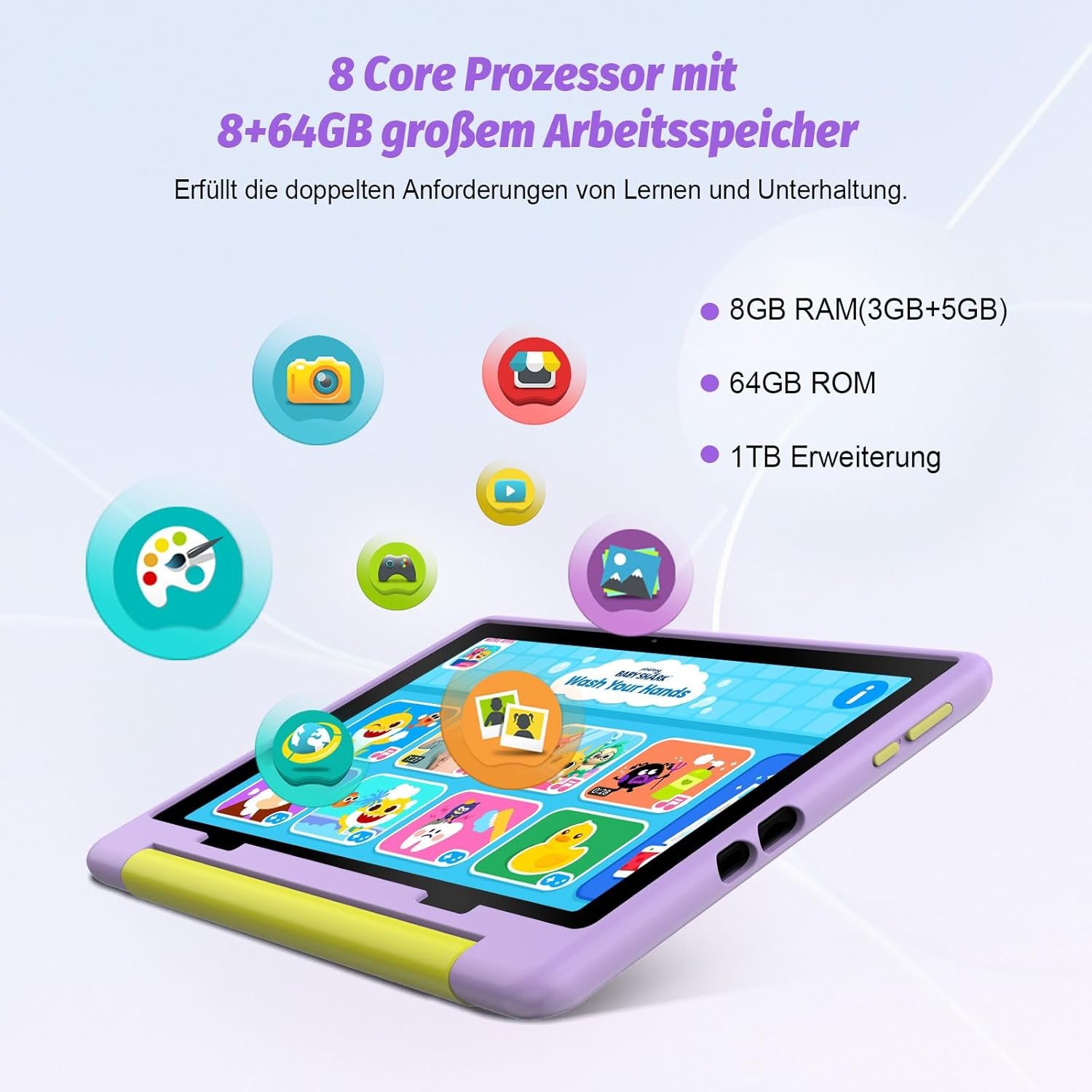 Планшет 10.1" Freeski KT1016 3+5/64Gb Android 14 5000 mAh фиолетовый, фото №4