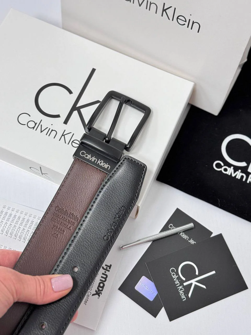 Шкіряний ремінь Calvin Klein подарунковий набір для чоловіка, фото №10