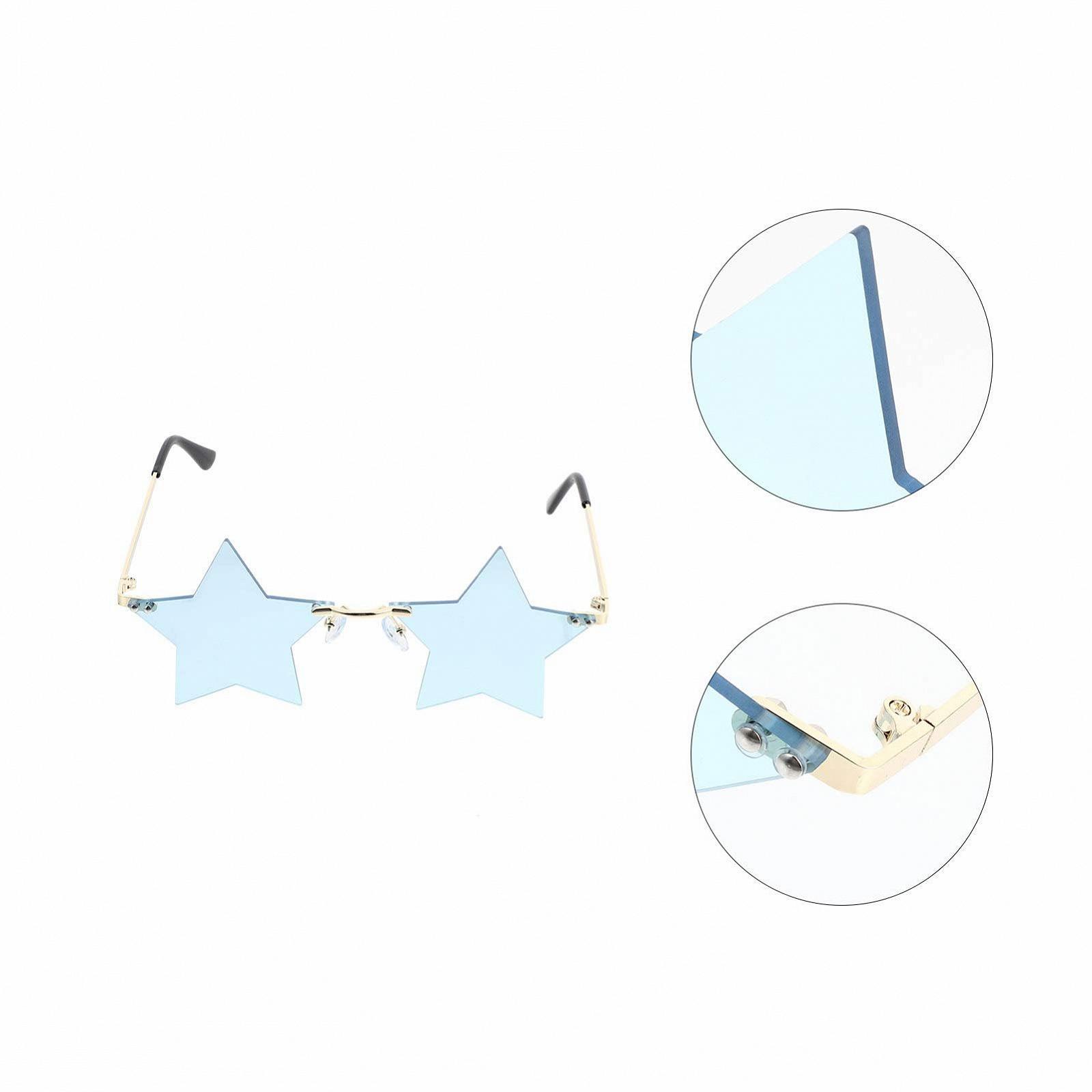 Сонцезахисні Окуляри Jojofuny У формі Зірки, Металеві, Без оправи, Сірі, Небесно-блакитні, фото №5
