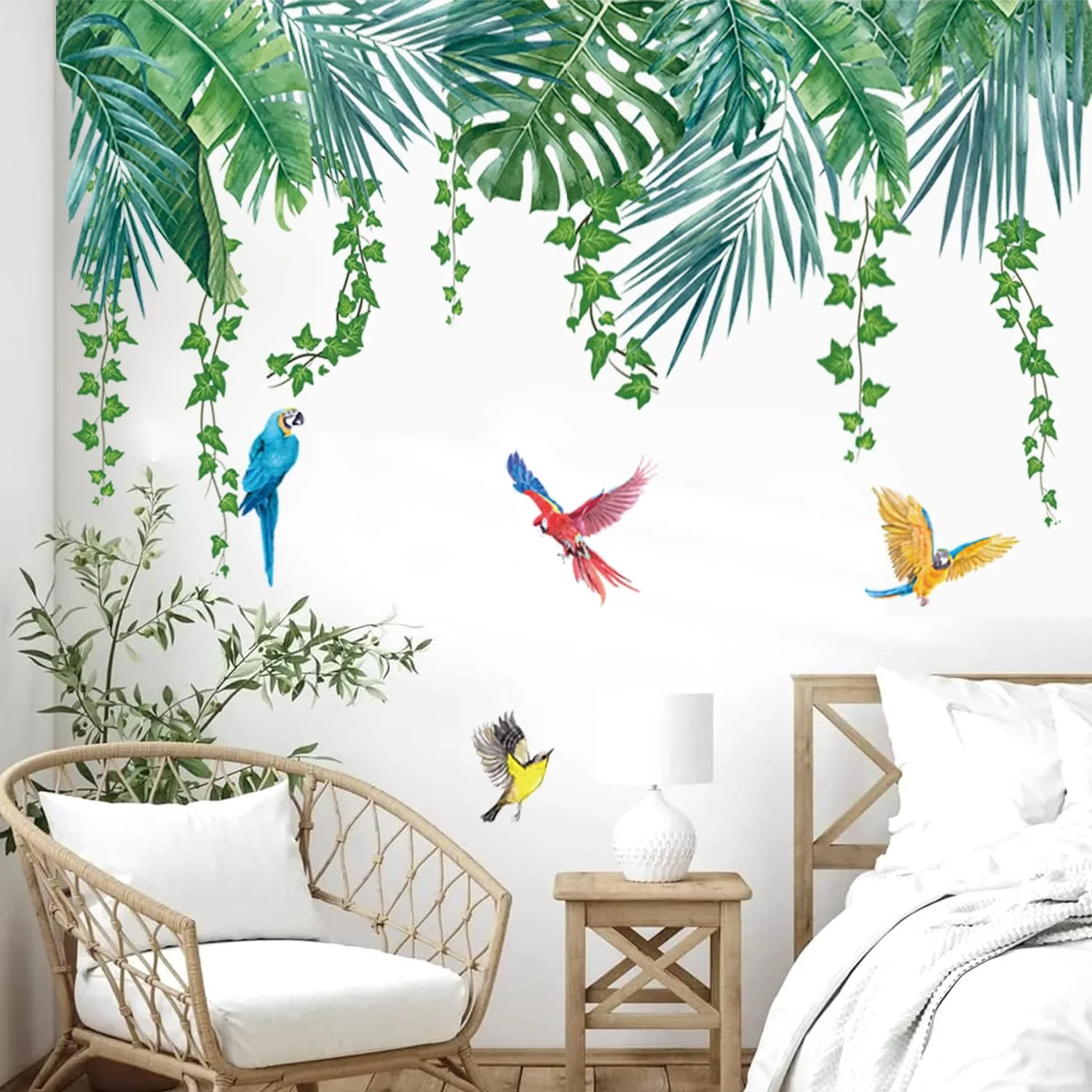 Наклейка на стіну KAIRNE Кульбаба Квіти Кольорова Рослини Листя, фото №1