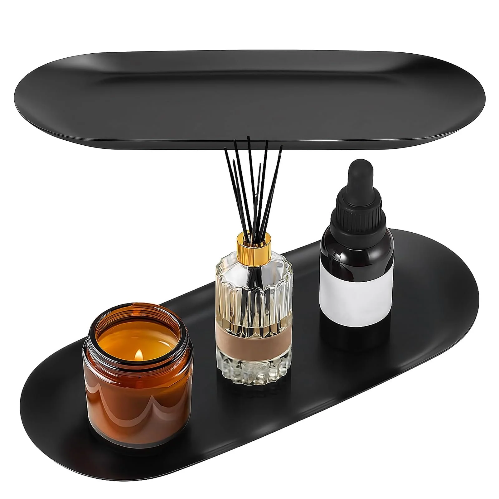 Набор декоративных подносов 2шт. Овальный Черный, фото №1 Набор декоративных подносов 2шт. Овальный Черный, фото №1