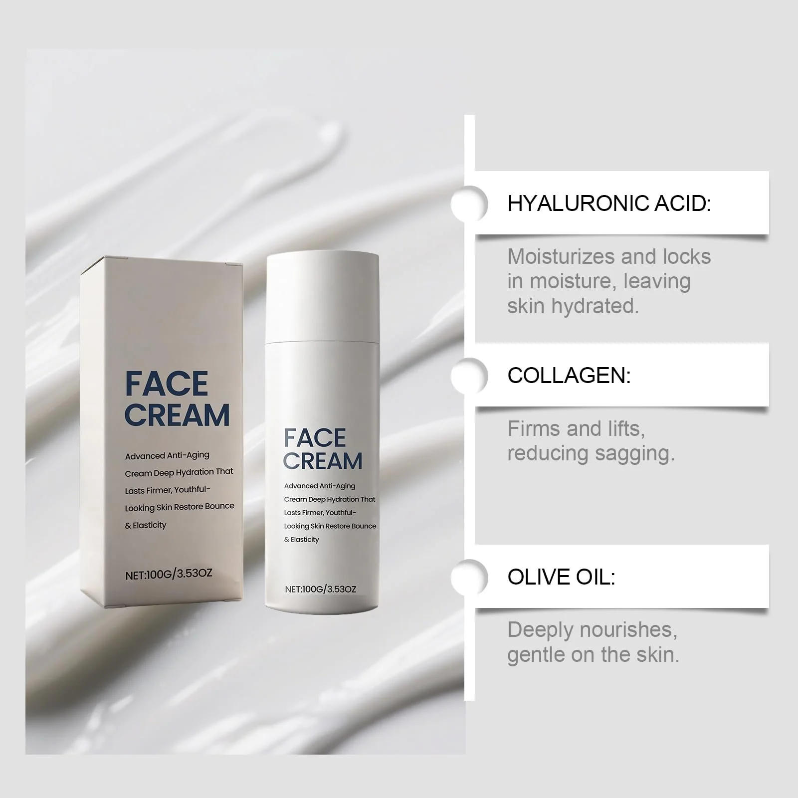 Крем для обличчя Anti-Ageing Moisturiser зволожуючий антивіковий денний та нічний живильний для гладкості шкіри, фото №5 Крем для обличчя Anti-Ageing Moisturiser зволожуючий антивіковий денний та нічний живильний для гладкості шкіри, фото №5