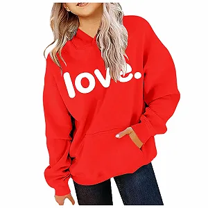 Толстовка на День святого Валентина Минималистичная рубашка на День святого Валентина Пуловер для подруг Сердце Круглый вырез Толстовка на День святого Валентина Повседневный минималистичный принт Узор Круглый вырез Свободный крой Толстая synthetic.ua - Фото 1