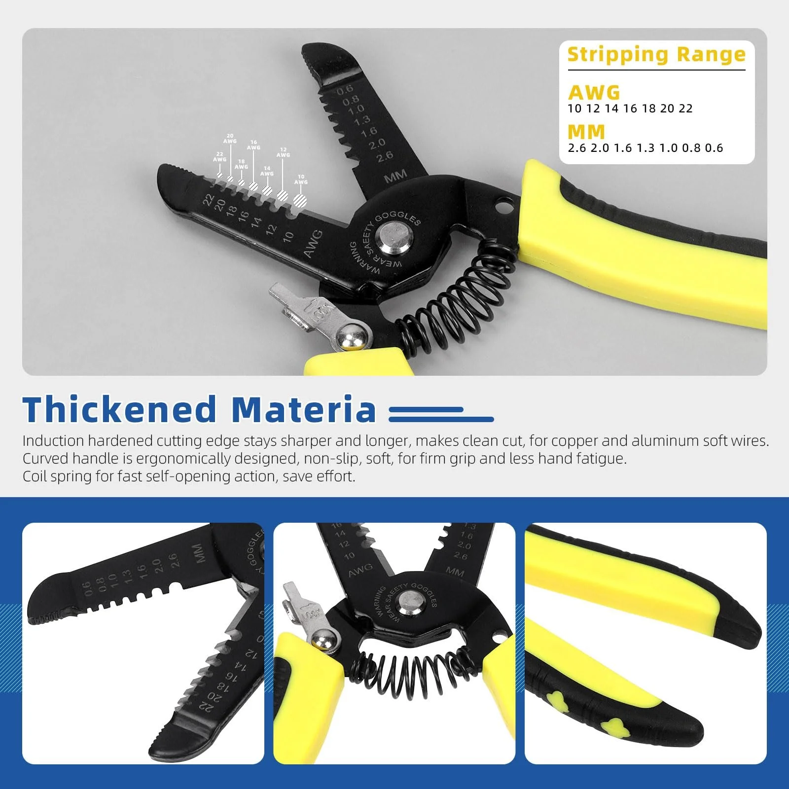 Набор инструментов Glarks 2 штуки: обжимной инструмент 7" и автоматический стриппер 6.7" AWG 10-22, фото №4