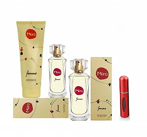Купити Парфумована вода Miro Femme 50 мл x 2 + Гель для душу 250 мл + Елегантний кишеньковий атомайзер - Фото 1 Парфумована вода Miro Femme 50 мл x 2 + Гель для душу 250 мл + Елегантний кишеньковий атомайзер - Фото 1
