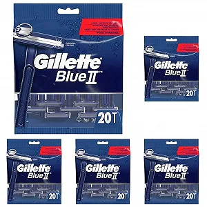 Одноразовые бритвы Gillette Blue II 20 шт. (5 упаковок) - Фото 1
