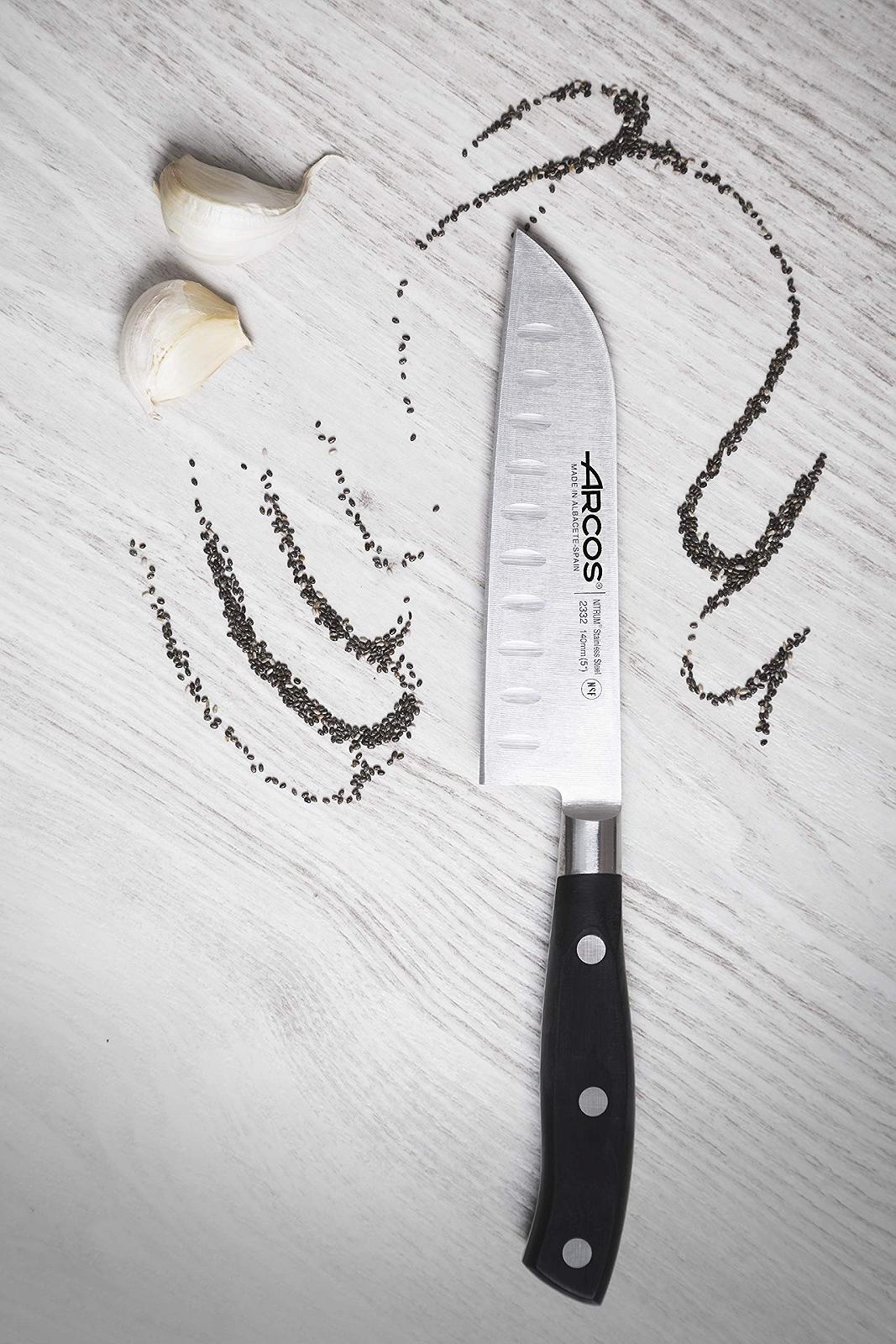Набор кухонных ножей Arcos Riviera Нож для очистки овощей + Santoku + Поварской нож Лезвие из нержавеющей стали, рукоятка из полиоксиметилена Черный, фото №6