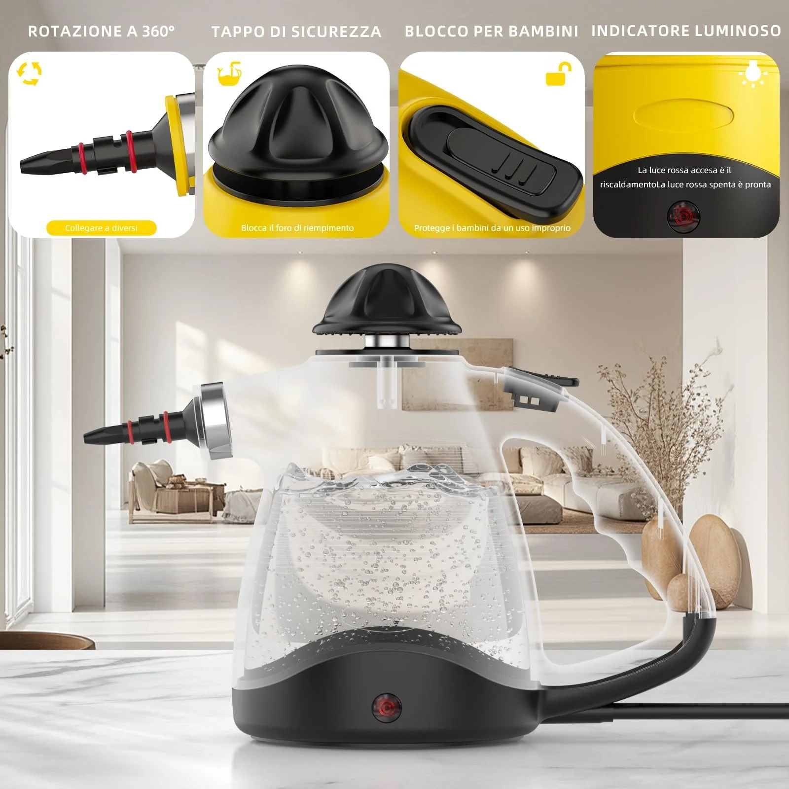 Пароочисник 900 Вт 8 аксесуарів, фото №5