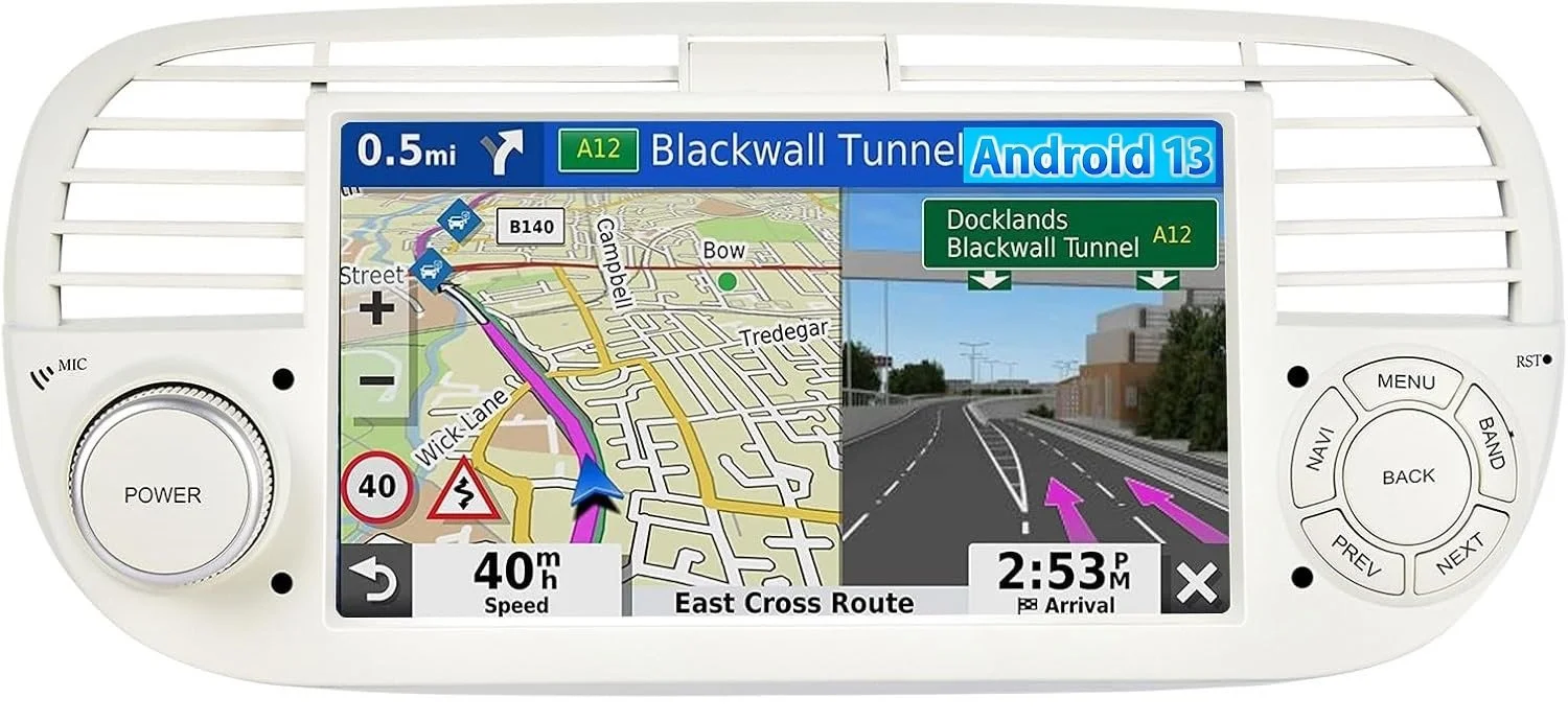 Штатная автомагнитола Podofo для Fiat 500 2007-2015 / 7" / Сенсорная / 2/32Гб / Android 13 / Bluetooth / WI-FI / GPS / USB, фото №1