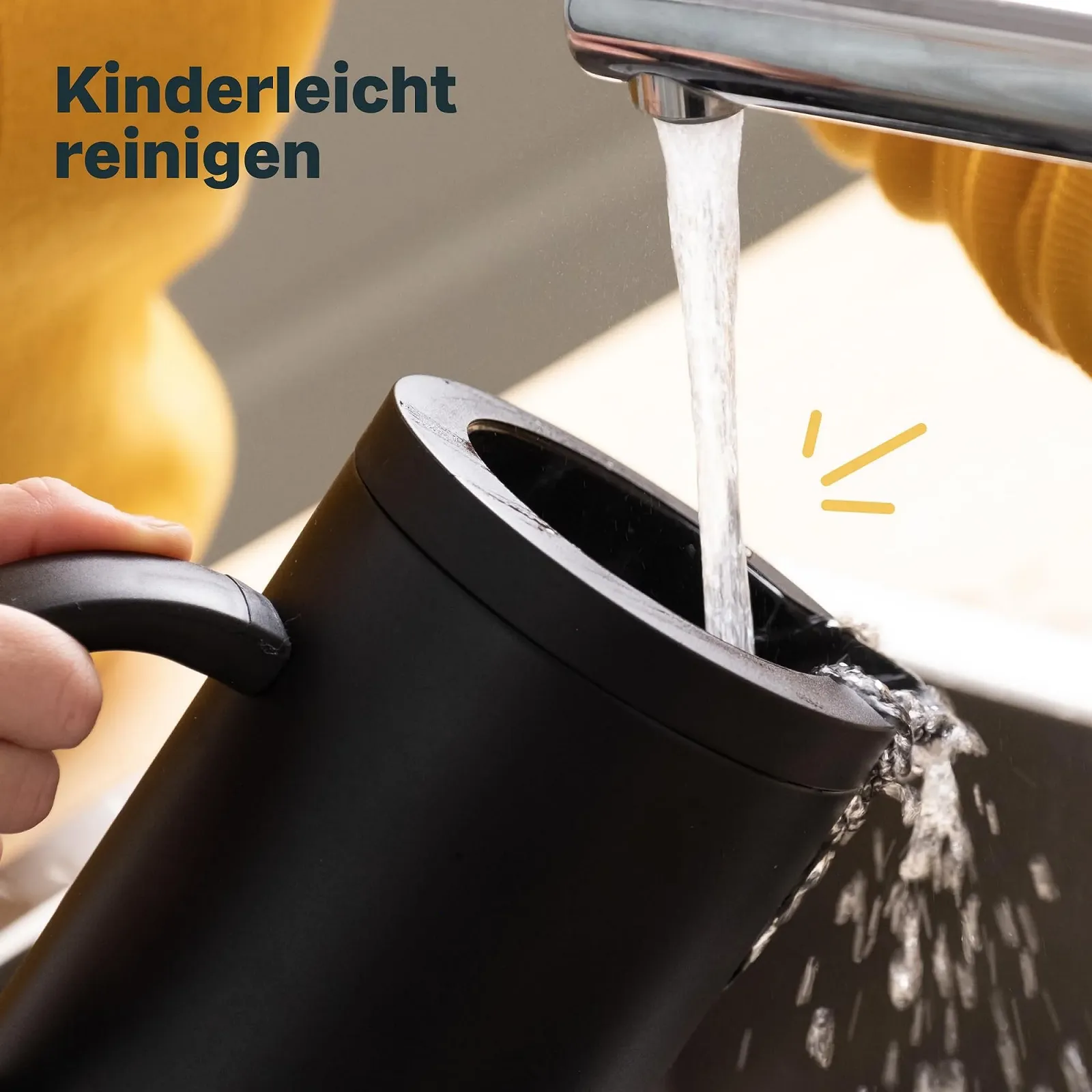 Термос для кави та чаю Silberthal 1-L з нержавіючої сталі з подвійними стінками та скляною підкладкою, чорний, фото №6