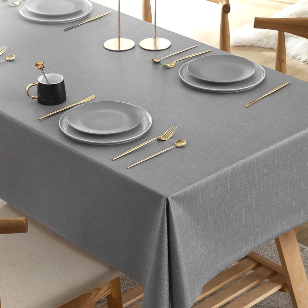 Скатертина Oilcloth 140 x 180 см Сіра, фото №5