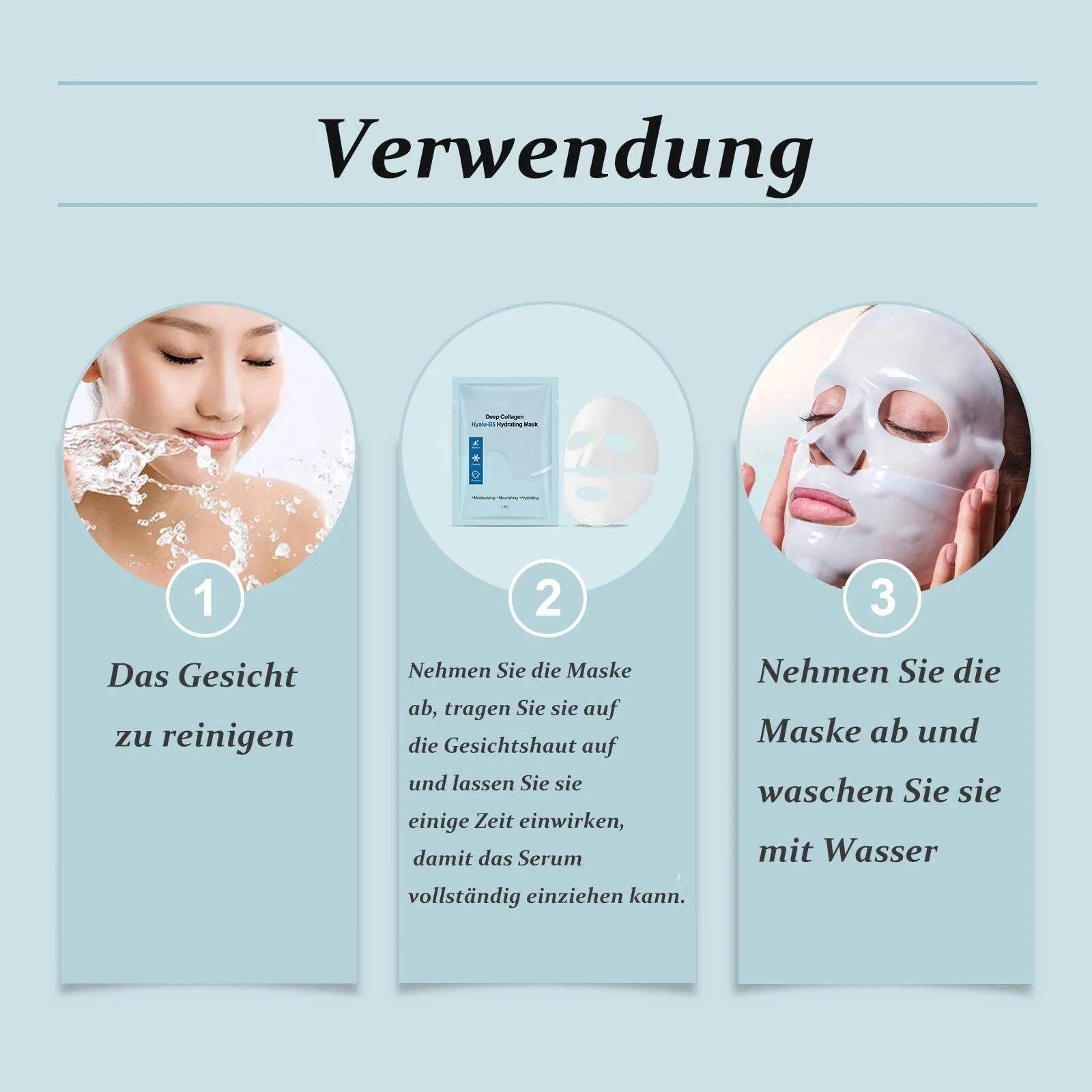 Маска Soleneva Collagen, ночная маска с коллагеном и гиалуроновой кислотой, увлажняющая маска для лица и тканевая маска для упругости кожи, антивозрастная маска для женщин, набор для ухода за лицом (6 штук в упаковке), фото №7