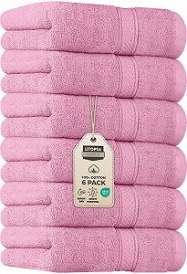Набір рушників для рук Utopia Towels 6 штук 100% бавовна 600 GSM 16 x 28 дюймів Pink - Фото 1