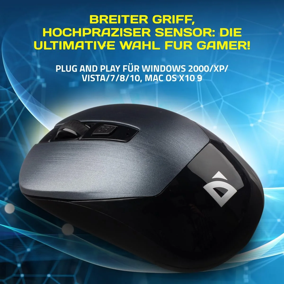 Мышь беспроводная Defender Wave - 2.4 GHz, 1600 DPI, оптический сенсор, 50 г, PTFE ножки, серый, фото №6