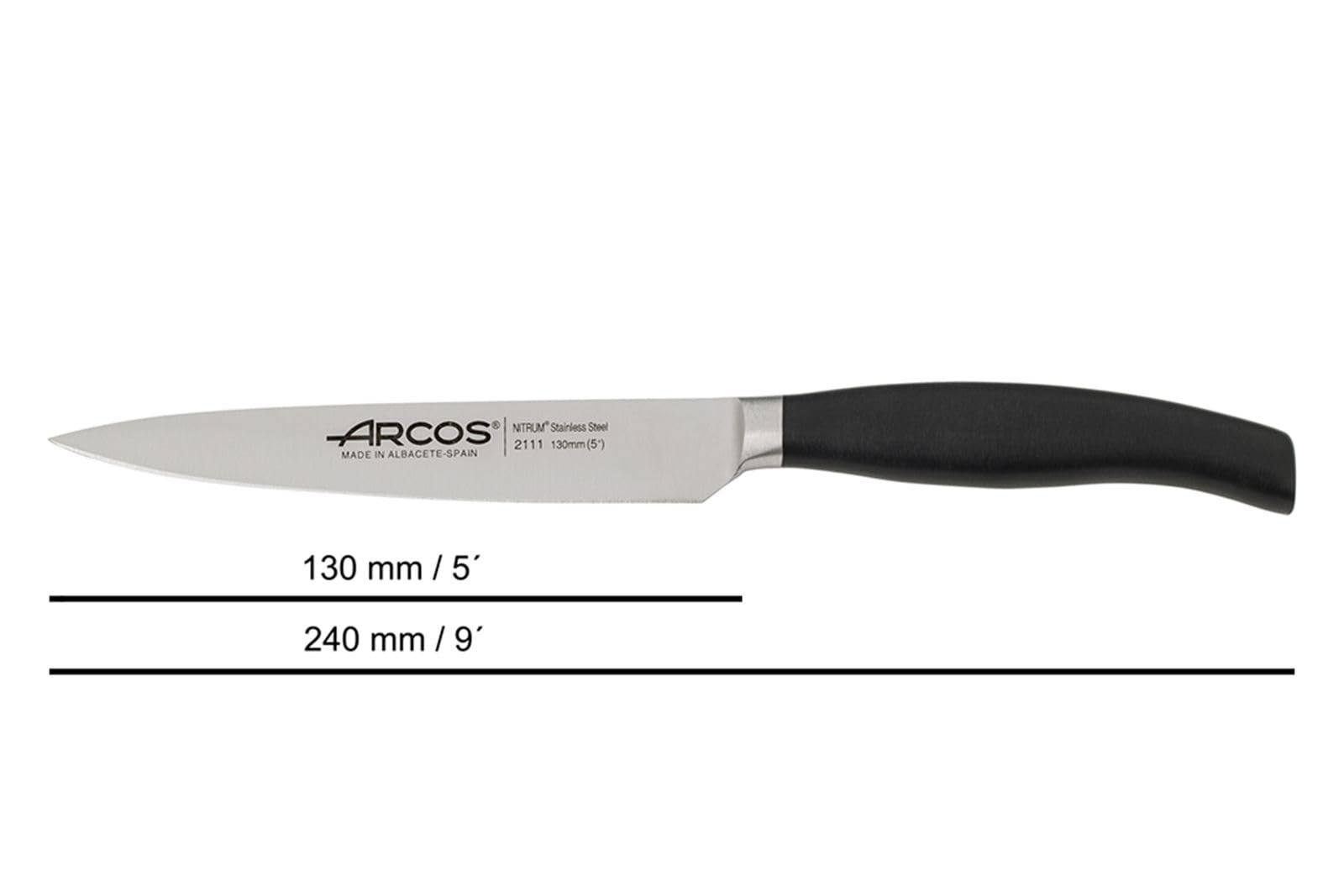 Набір кухонних ножів Arcos Clara (ніж кухонний + ніж шеф-кухаря + ніж Panero + ніж для овочів) + мусат, кована нержавіюча сталь, поліпропіленова ручка, чорний, фото №4
