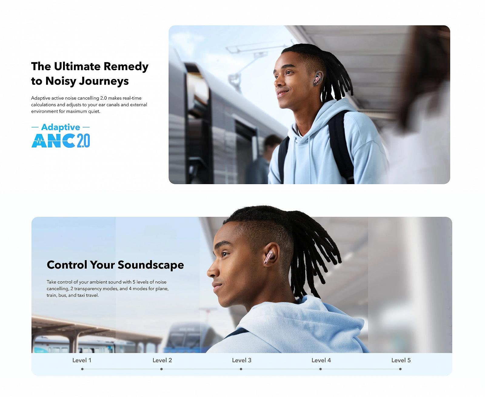 Наушники Anker Soundcore Liberty 4 NC Hi-Res Audio ANC 2.0 LDAC 50ч Pink, фото №8