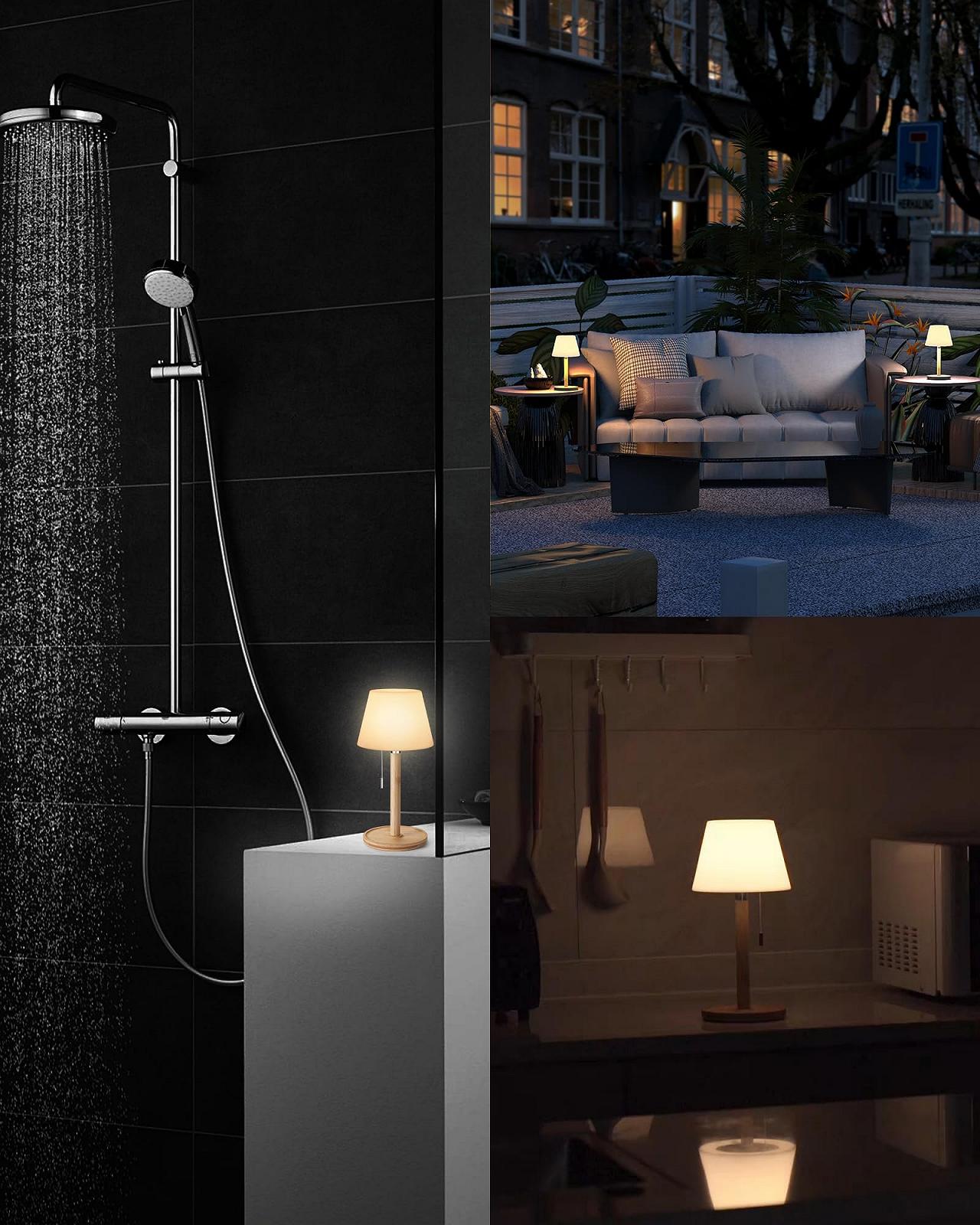 Настільна лампа Egobasic акумуляторна IP54 з мотузковим вимикачем 3 режими 30 см, фото №4