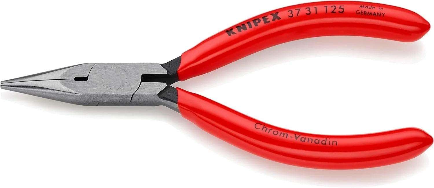 Плоскогубцы KNIPEX 37 31 125 для точной механики с пластиковым покрытием, черные, атramentized, 125 мм, фото №1