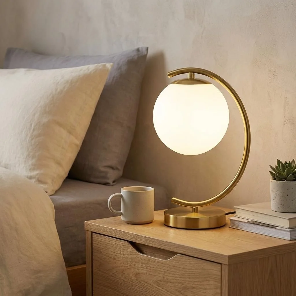 Світлодіодна настільна лампа B·LED BARCELONA San зі скляною кулею золото, фото №6