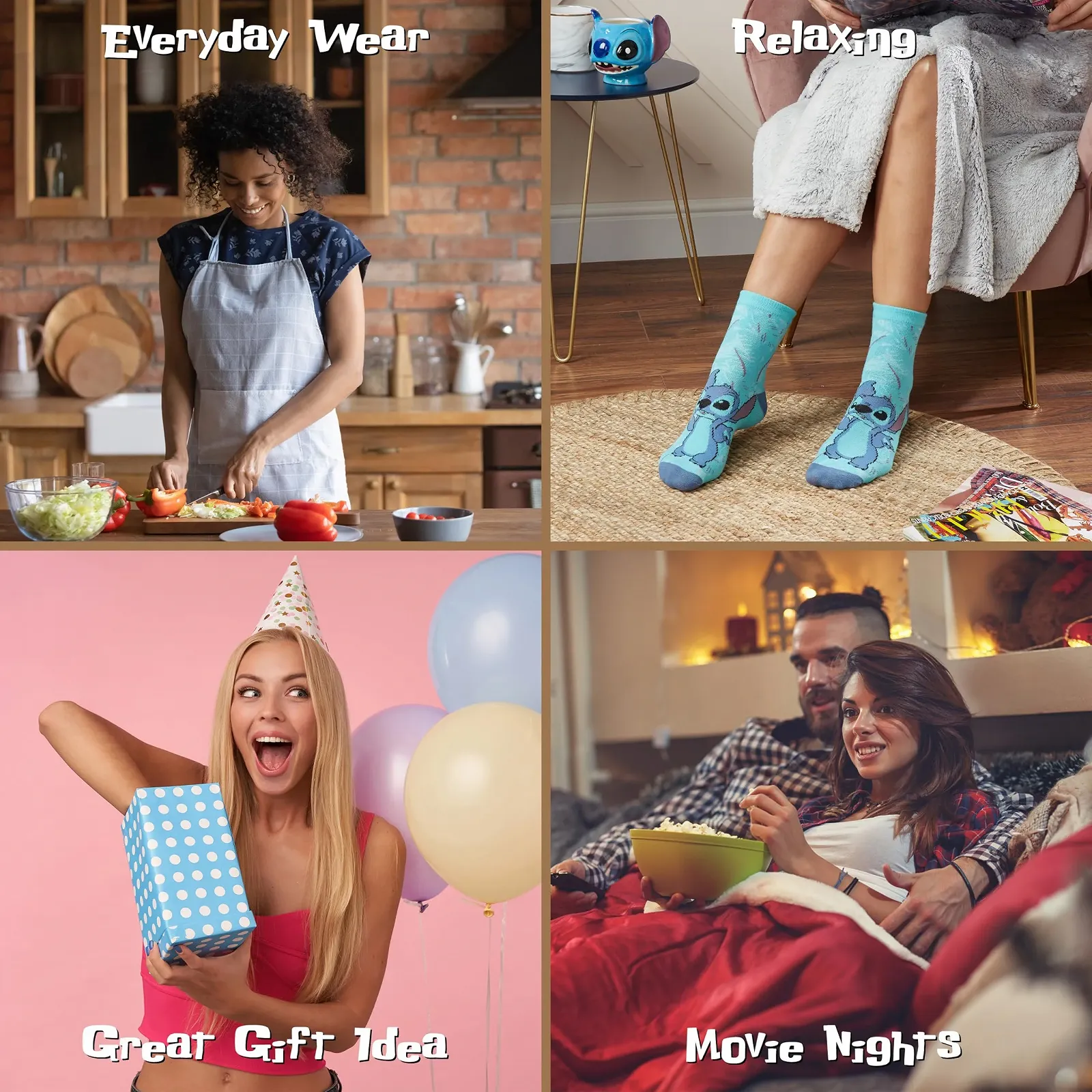 Женские носки Disney Stitch, разноцветные теплые носки с рисунком, подарки для женщин, подростков, 5 пар, фото №6