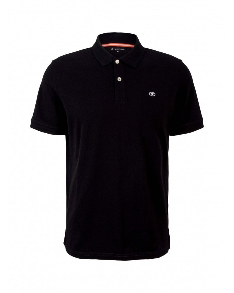 Поло basic polo with contrast 1027713XX1029999 Tom Tailor Чорний XL, фото №5