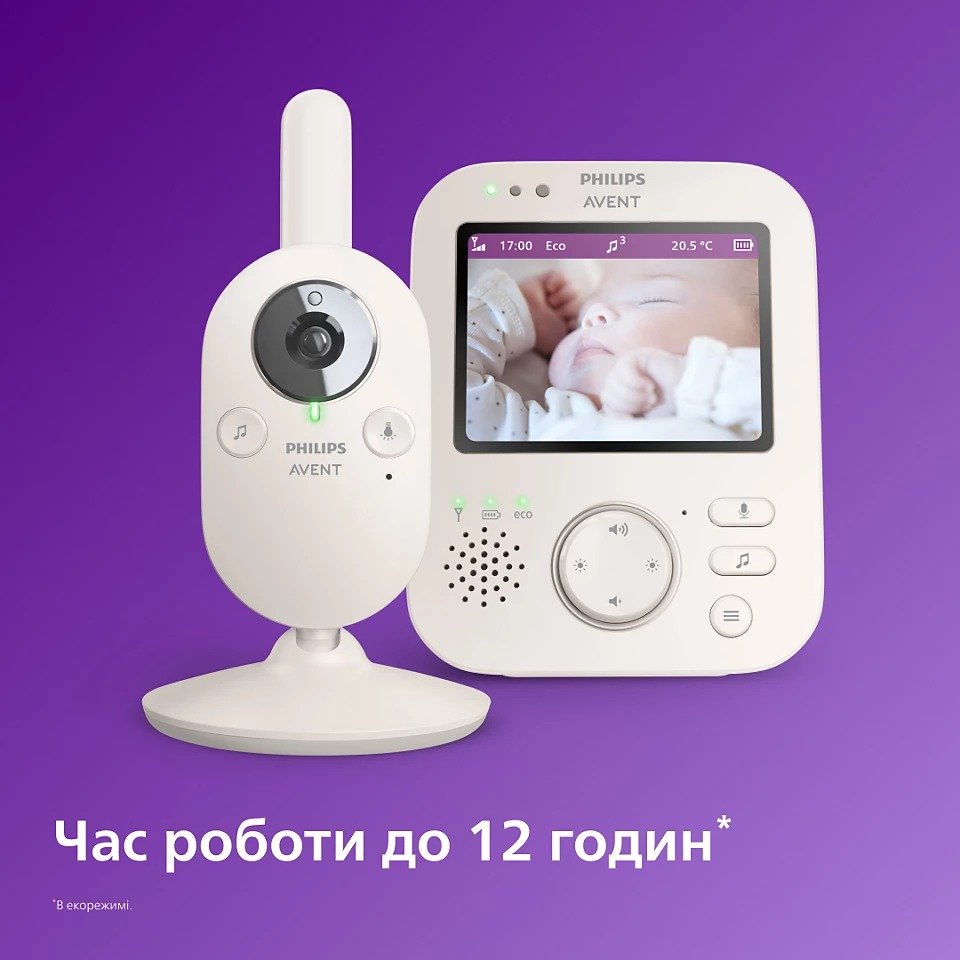 Цифровая видеоняня Philips Avent SCD891/26 Premium / 3.5" LCD / 4x Zoom / Датчик температуры / до 12 часов, фото №7 Цифровая видеоняня Philips Avent SCD891/26 Premium / 3.5" LCD / 4x Zoom / Датчик температуры / до 12 часов, фото №7