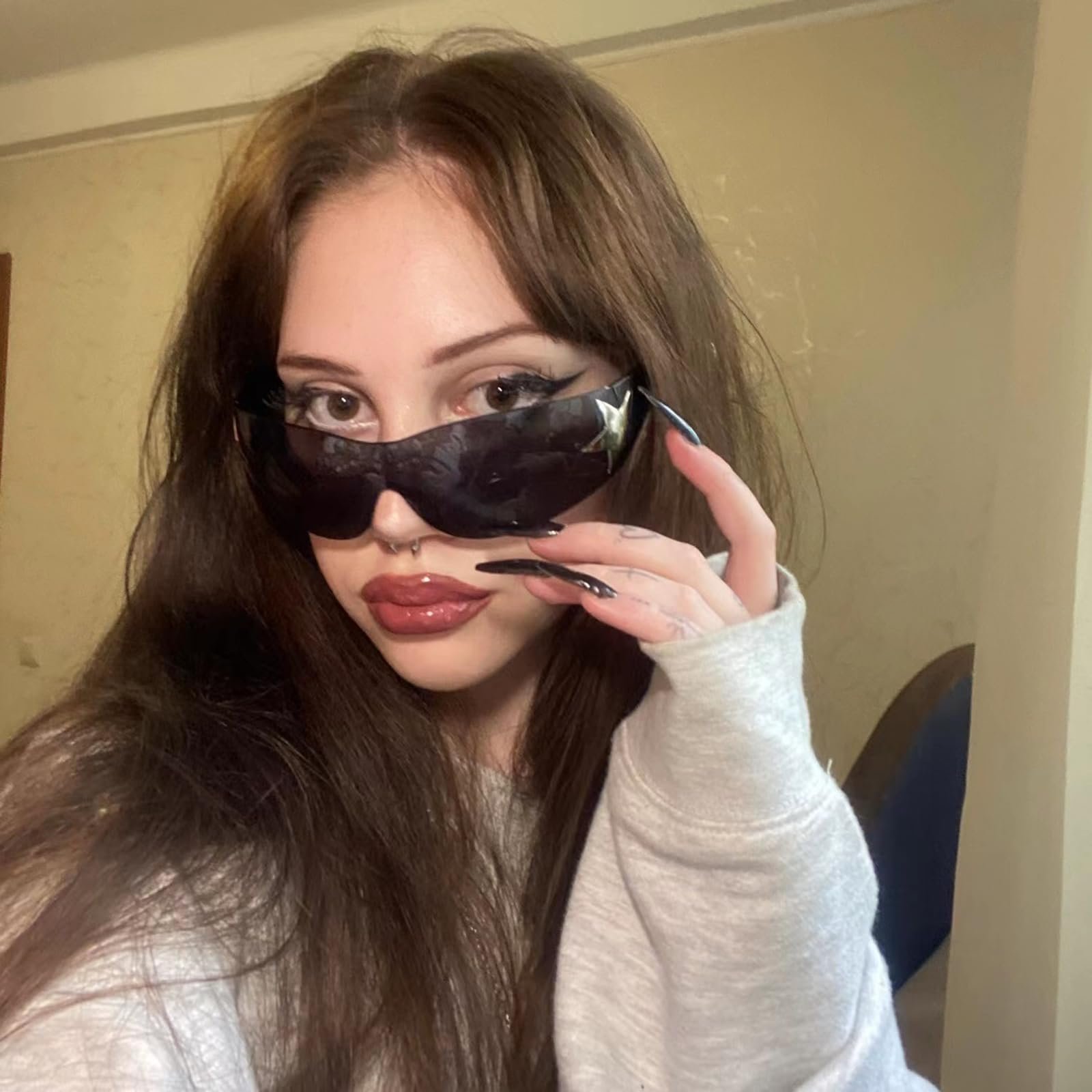 Сонцезахисні окуляри Y2k Без оправи Чорний, сірий, світло-коричневий, 3 шт., фото №6 Сонцезахисні окуляри Y2k Без оправи Чорний, сірий, світло-коричневий, 3 шт., фото №6