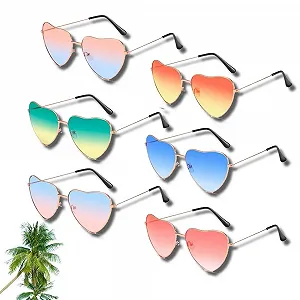 Солнцезащитные очки Hippie В форме сердца Розовый, 6 пар - Фото 1