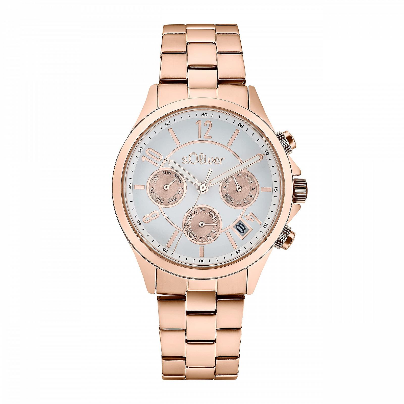 Женские наручные часы s.Oliver Многофункциональные Аналоговые с браслетом из нержавеющей стали, водонепроницаемость 5 бар, многофункциональные, поставляются в подарочной коробке для часов, фото №1